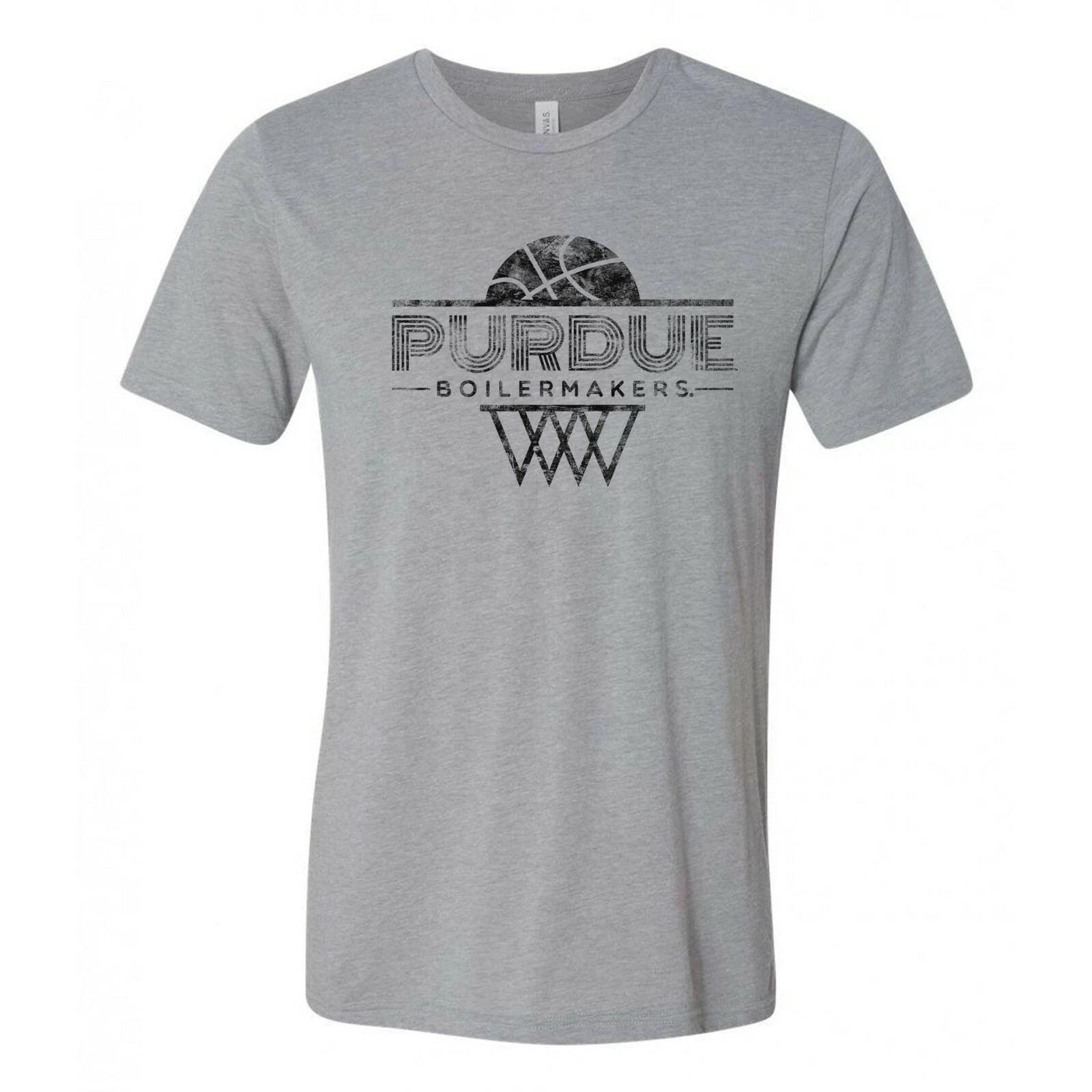 Purdue Boilermakers Oblique Basketball Canvas Triblend T Shirt - Athletic Grey S