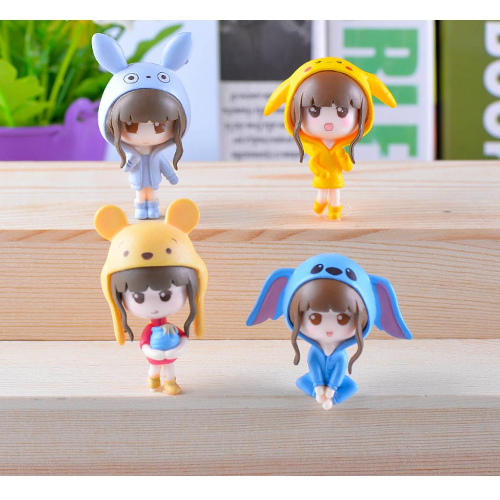 4pcs resin Q Girls Ornaments Micro Landscape Decorations Gifts Crafts