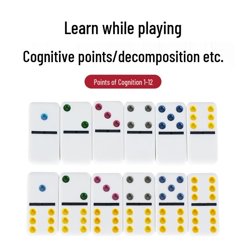 28-Piece Double Six Dominoes Set in Tin Box - Educational Building Toy for Kids