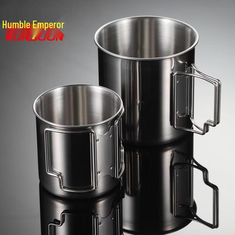 Qianxing 304 Stainless Steel Retro Camping Mug with Foldable Handle