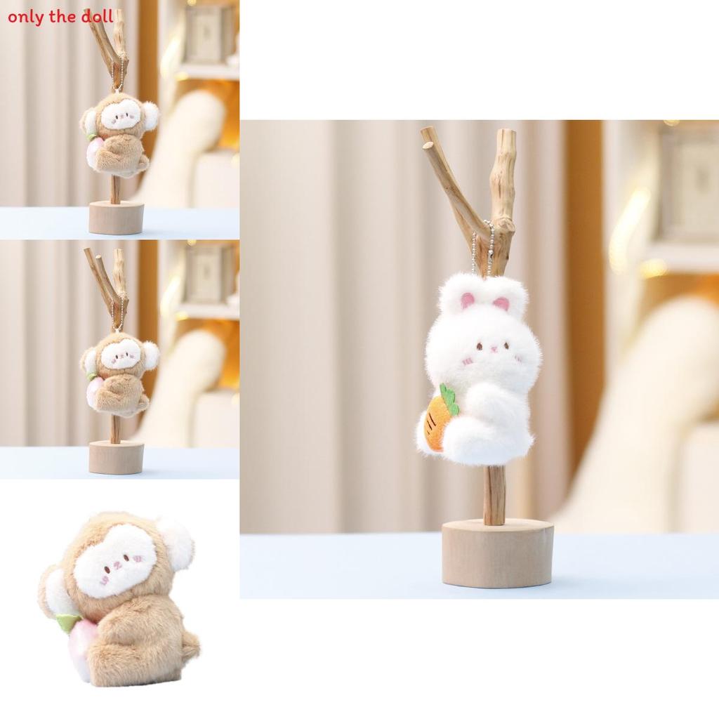 Monkey And Rabbit Plush Keychain With Carrot Peach Design For Girls Gift And Collectible Fun
