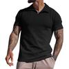 Men S Summer Waffle Knit Short Sleeve Turn Down Collar Polo Shirt