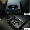 ABAIWAI For Ford F150 F-150 2015- ABS  Autobon Fiber Auto Rear row seat center Water Cup Holder Cover Trim Interior Styling