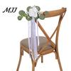 Wedding Photo Prop Decor Car Door Handle Flower with Ribbon Tie And Green Leaves, White Artificial All In One Decoration Rose Rearview Mirror Bouquet