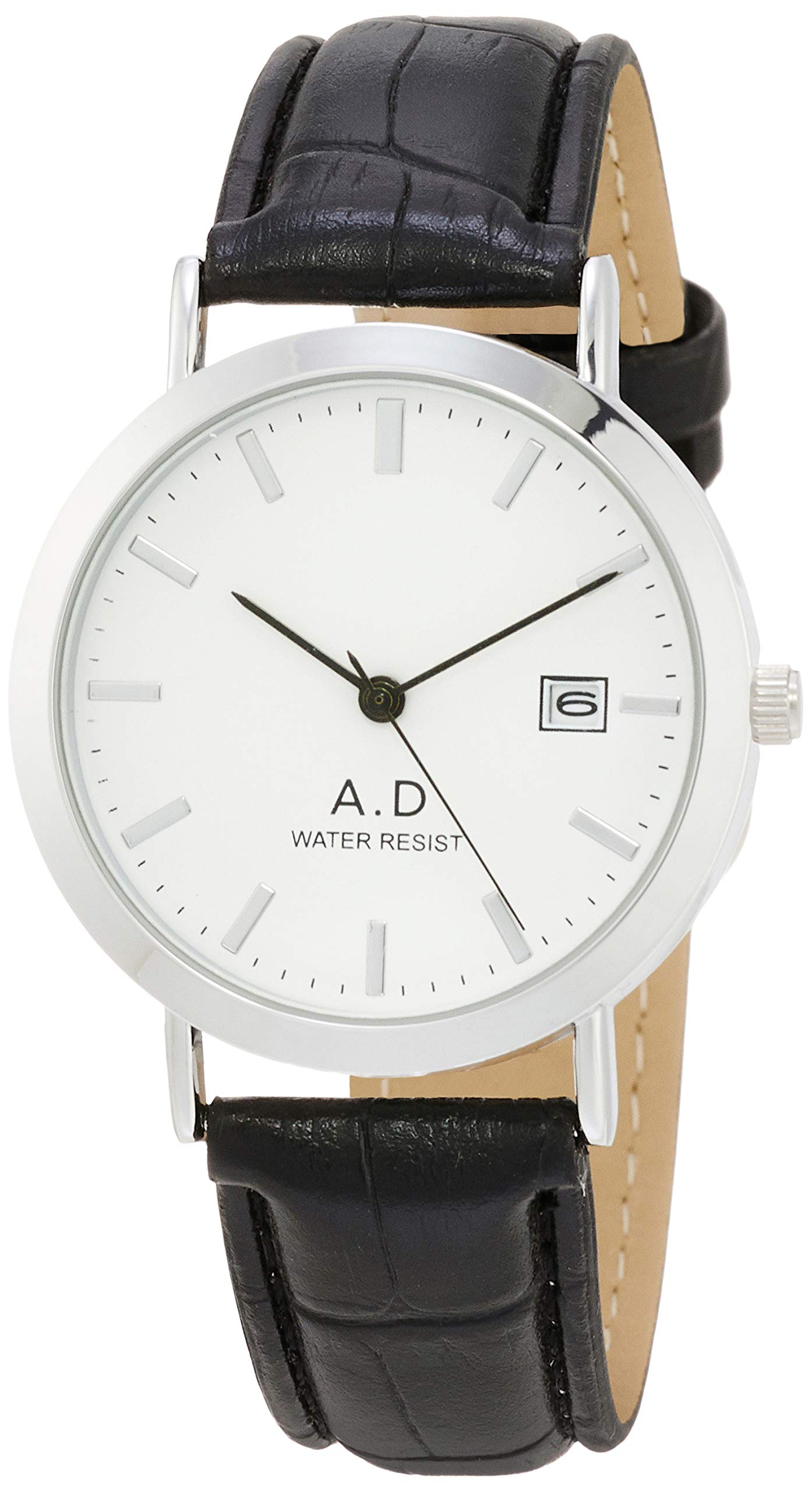 

[Arias] Часы аналоговые кожаный ремешок дата мужские белые A48M01