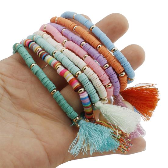 

Браслет дружбы Lucky Jewelry Bohemian Rope Shell Charm Tassel Bangle Женский подарок фиолетовый