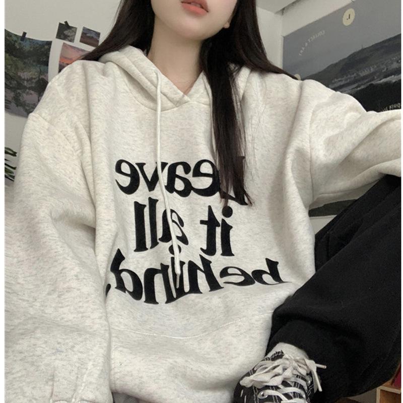 Dámská volná mikina s kapucí v korejském stylu na podzim a zimu