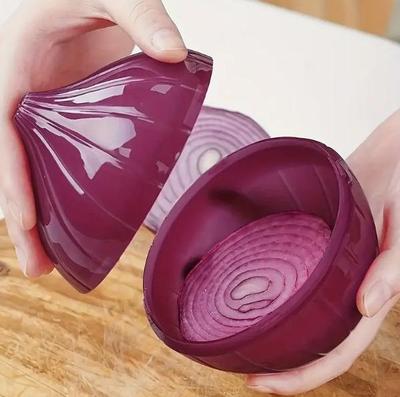 Plastikowy pojemnik do przechowywania żywności w kształcie cebuli, zachowujący świeżość