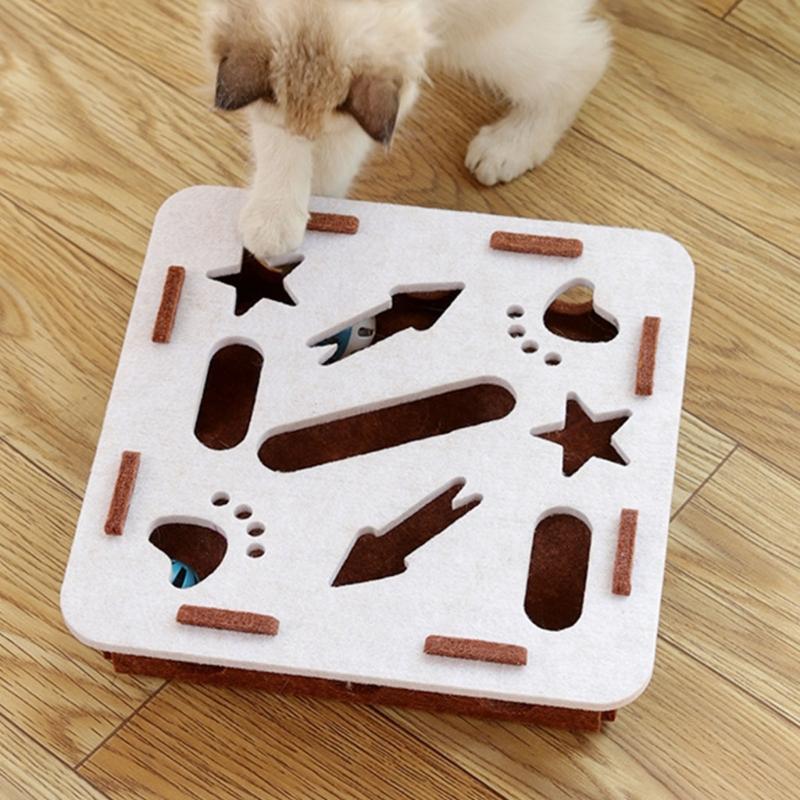 Stimulates Curiosity Felt Puzzle Toy Cats Chew Resistant Durable With Multiple Holes And 2 Bells Ball