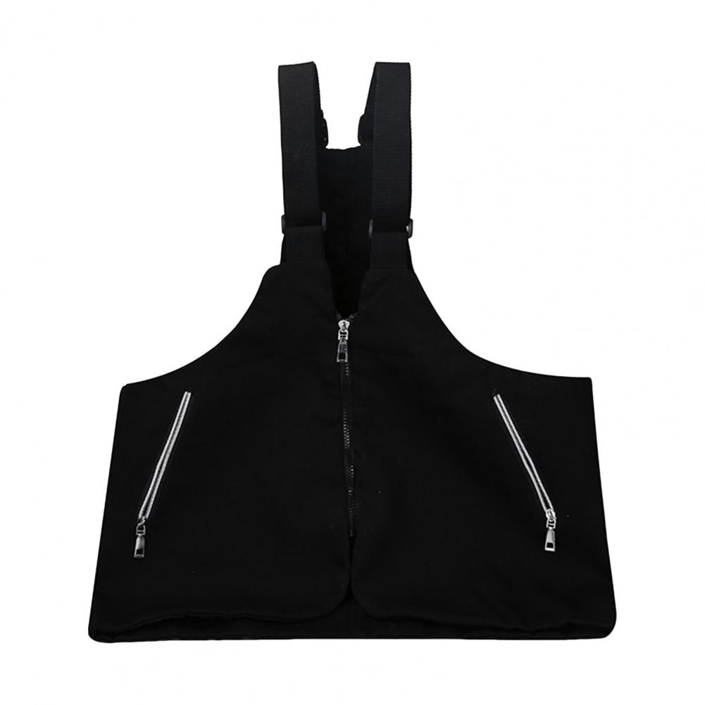 Men Waistcoat Bag Adjustable Shoulder Straps Zipper Pockets Cargo Tops Canvas Bag Vest-Style Backpack with Large Capacity