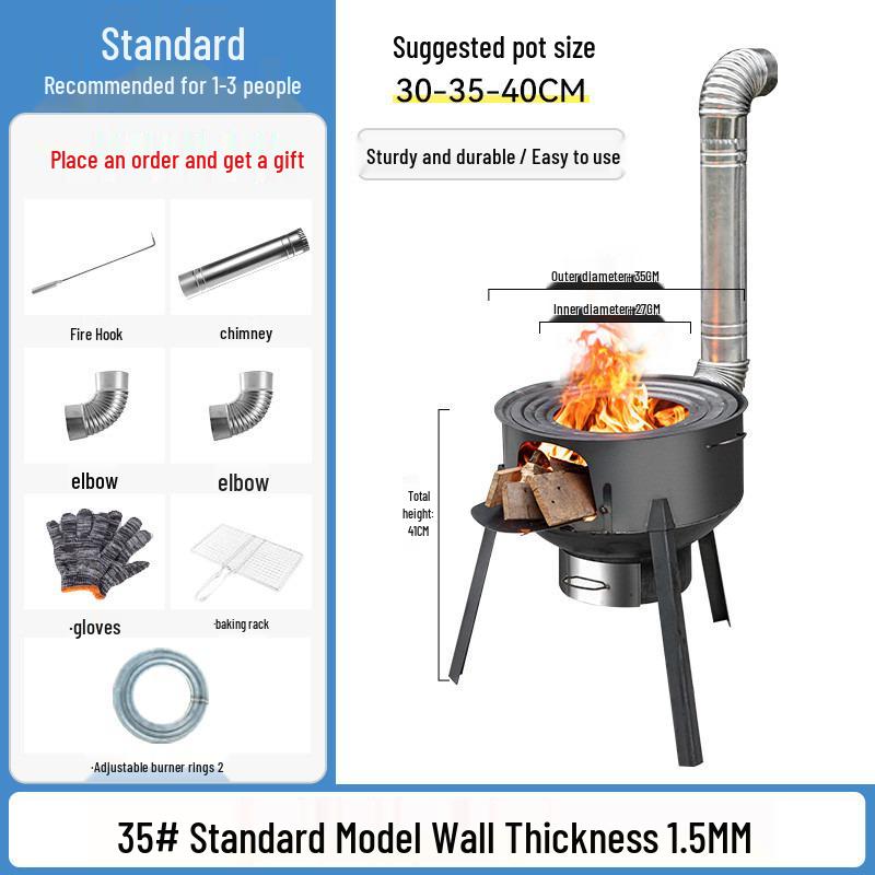 Smokeless Outdoor Firewood Stove for Camping and Home Use