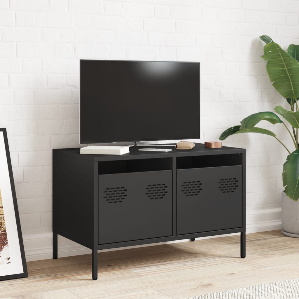 Vidaxl Szafka Rtv, Czarna, 68X39X43,5 Cm, Stal Walcowana Na Zimno