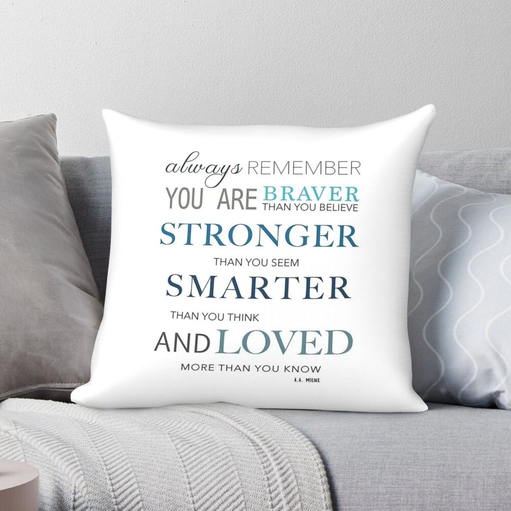 Braver Stronger Smarter Square Pillowcase Polyester Linen Velvet Pattern Zip Decor Throw Pillow Case Home Cushion Cover 45X45