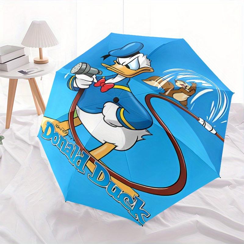 

1pc Blue Donald Duck Automatic Folding Umbrella - 3 Folding Design, Vivid Cartoon Pattern, Suitable for Outdoor Activities, A Gift for Fans