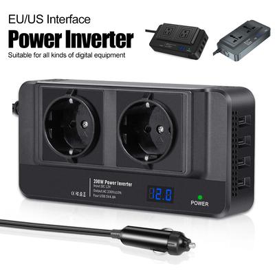 200W Car Power Inverter DC 12V To AC 110V 220V Modified Sine Wave Power Adapter 4 USB Fast Charging Universal US EU Plug Socket