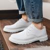 Large Size 48 Casual Leather Shoes Men and Women Couples Business Dress Shoes Hairstylist Thick Sole Round Head Tide Shoes