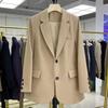 Fashion Autumn New Blazer Jacket Women Casual Pockets Long Sleeve Jacket Work Suit Coat Office Lady Solid Slim Black Blazers