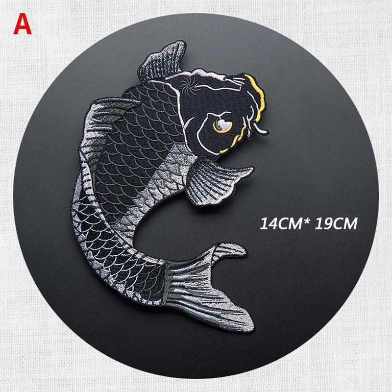 Chinese Style Squid Koi Fish Literary Patch Embroidery Decoration High-end Exquisite Collection Iron On Patches Badge Medal