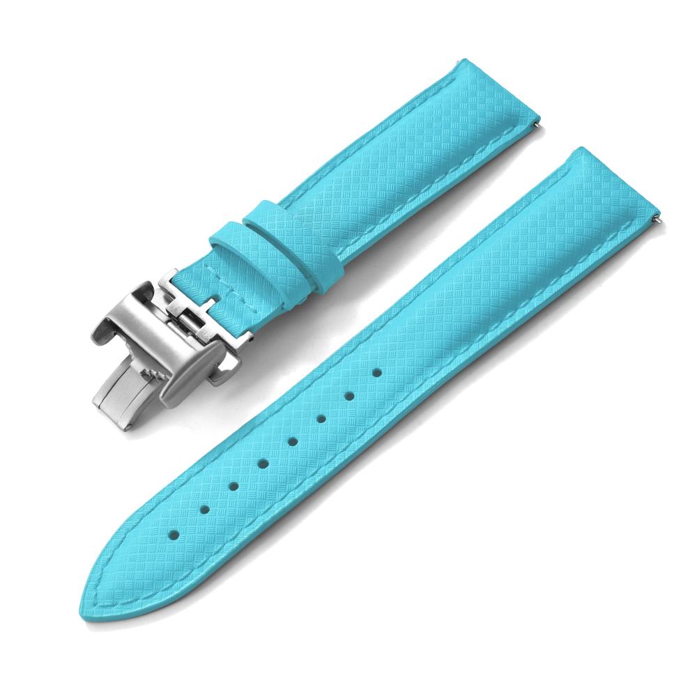STAPELP 18mm 19mm 20mm 22mm Sailcloth Strap FKM TOP+Leather Base Tropical Texture Rubber Watch Bands Quick Release Pin Buckle