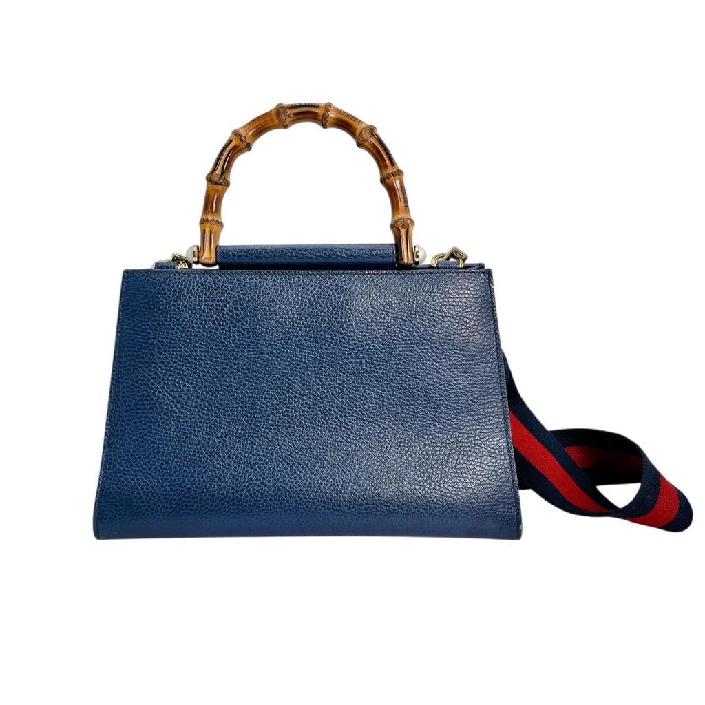 GUCCI leather 2way Handbag leather blue Women 470271 Used