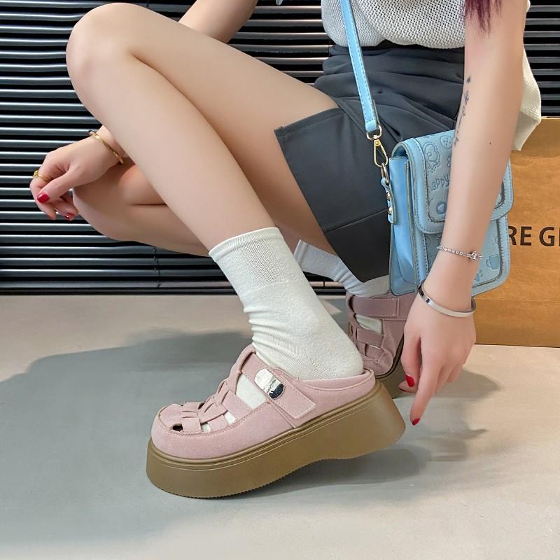 Roman Sandals 2025 Summer Retro Woman Shoes Clogs With Heel Muffins shoe Gladiator Original Girls New Thick Flat Elastic Band