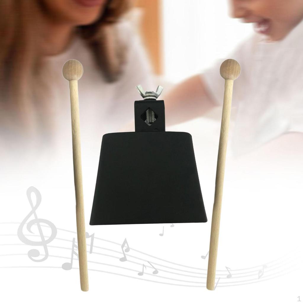 Iron Cowbell with 2 Sticks Hand Percussion Music Portable Instrument for