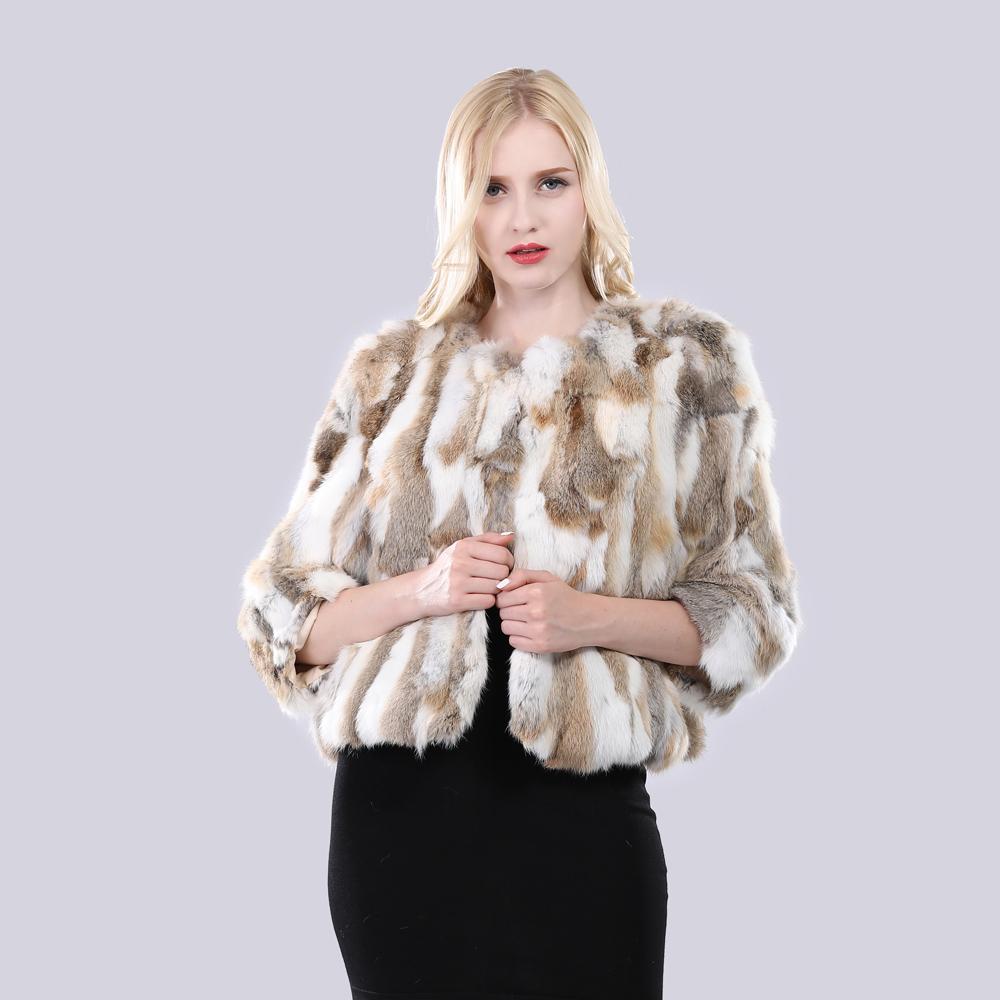 

inter Женская шуба из натурального меха, мягкая толстая куртка из натурального меха кролика, новая женская теплая качественная верхняя одежда из 100% натурального меха кролика S жёлтый