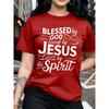 Blessed By God Loved By Jesus Women's Tee - Christian Faith Green Top