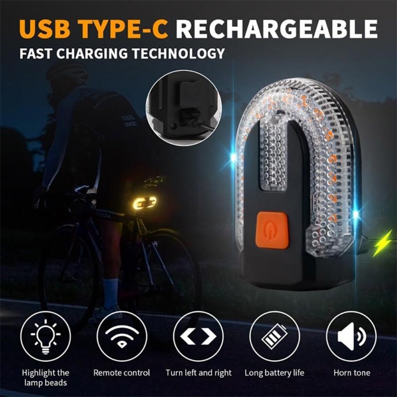 Luz Trasera Impermeable para Bicicleta Control Remoto Intermitentes 5 Modelos Carga para Bicicletas de Montaña Scooters