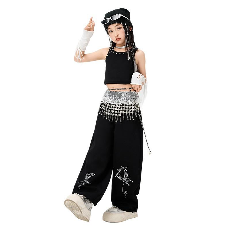 Girls Hip Hop Dance Outfit Kids Jazz Performance Set Streetwear Stage Show Competition
