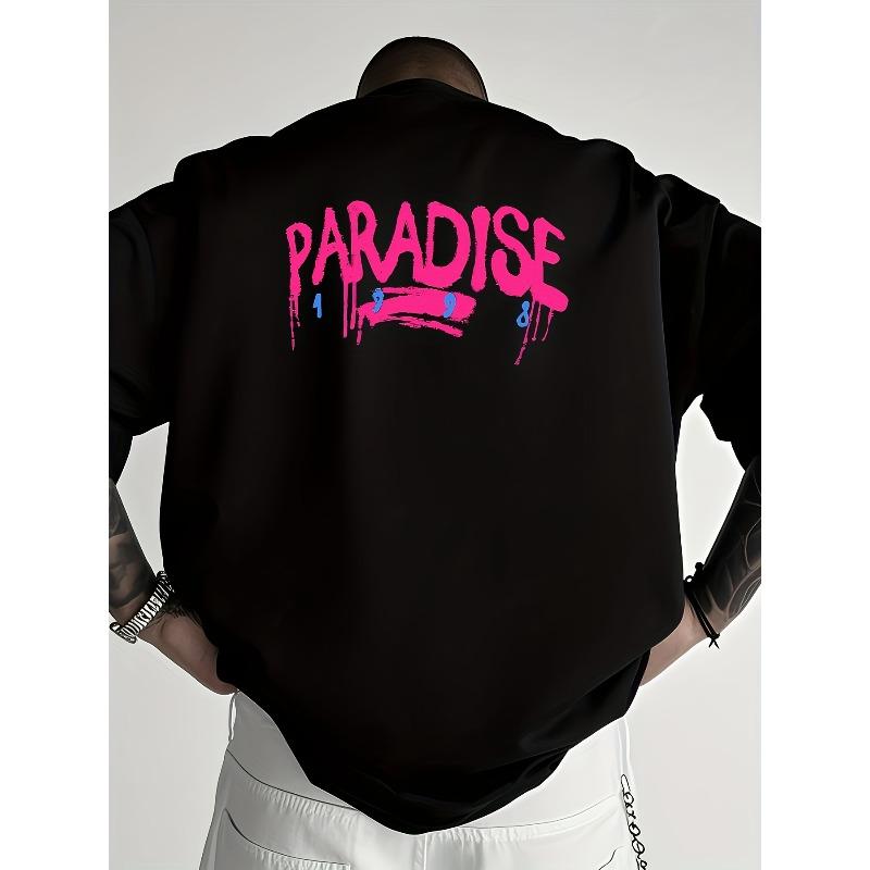 Men Simple Printed Round Neck-Shirt S чёрный