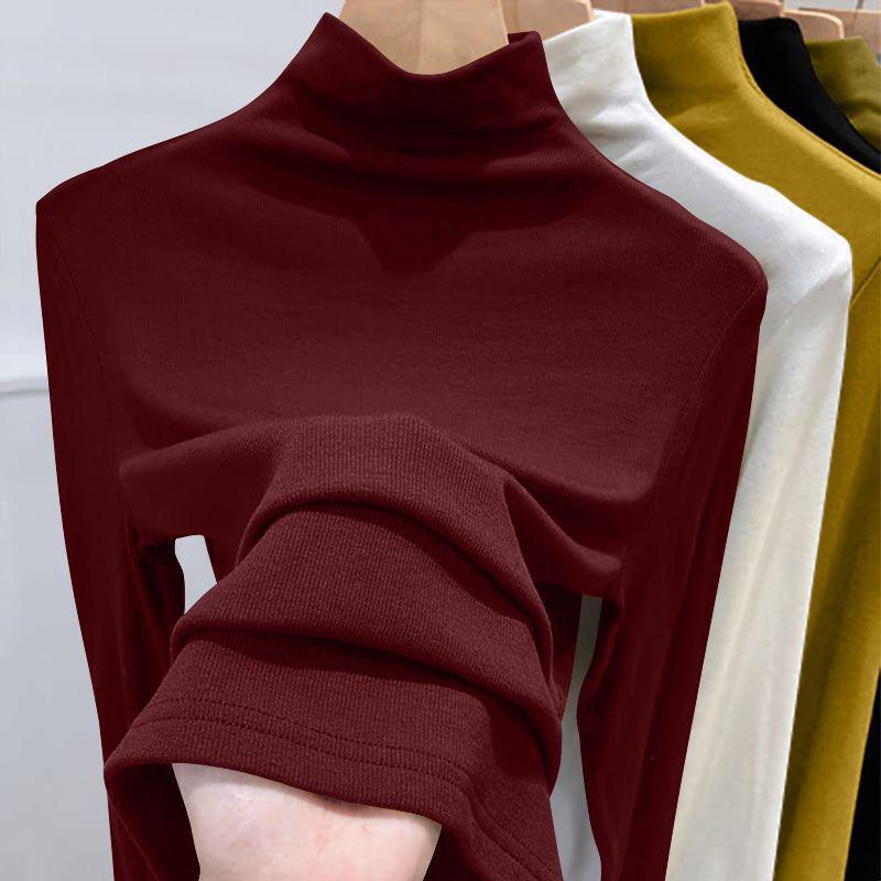 Women's Slim-Fit Long-Sleeve Turtleneck Base Layer Shirt for Autumn/Winter