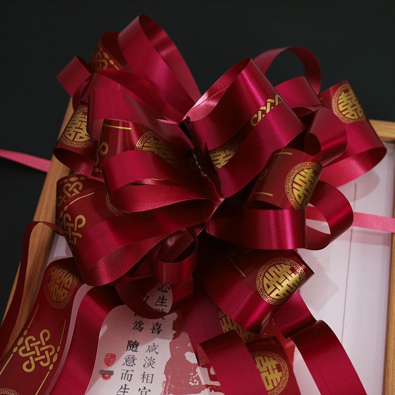 Wedding Car Mirror Pull-Flower Bow and Gift-Packaged Qixi Flower Bouquet