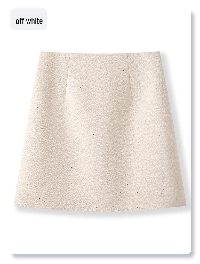 Women's Gray Wool High-Waist Bodycon Midi Skirt - Autumn/Winter 2024 A-Line Design