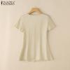 ZANZEA Women Casual Pile Collar Summer Short Sleeve Blouse
