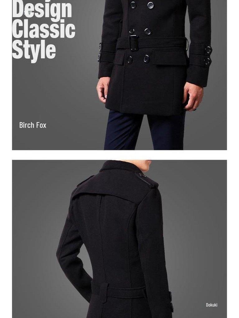 2022 Men's Double-Breasted Woolen Windbreaker: Slim Korean Style, Autumn/Winter Trend, Youth Thick Coat