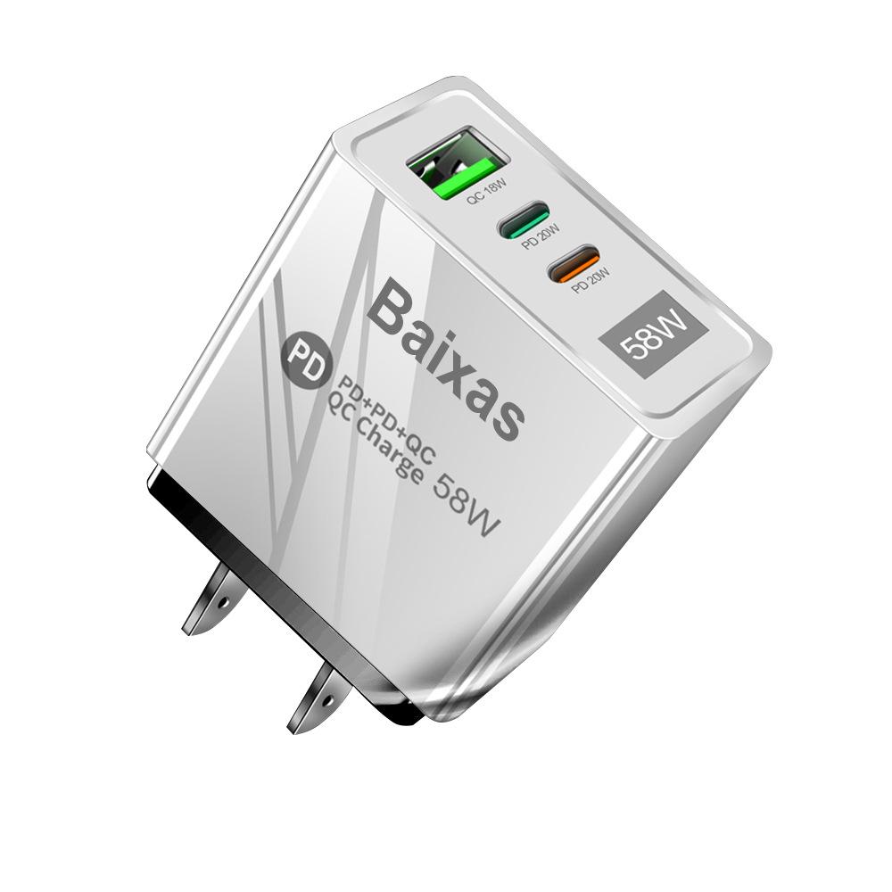 58W Dual Fast Charger with 2PD & QC3.0 for EU/US/UK