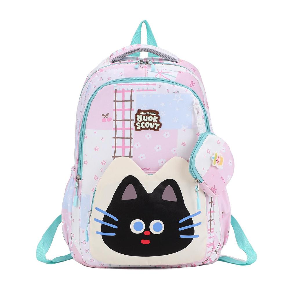 Lightweight Large Capacity Cat Cartoon School Backpack for Boys and Girls