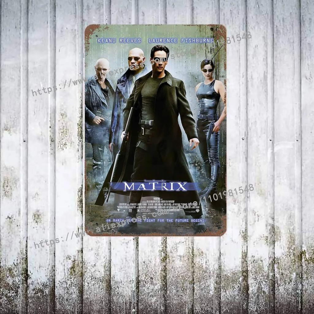 The Matrix Resurrections Decor Poster Vintage Tin Sign Metal Sign Decorative Plaque for Pub Bar Man Cave Club Wall Decoration