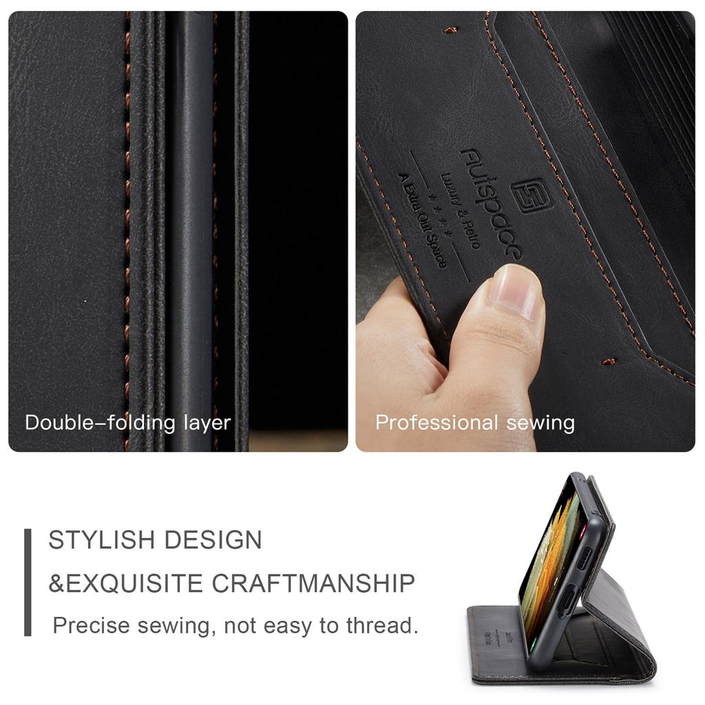 Premium Vintage Leather Wallet Case for Samsung Galaxy S21 Ultra - Flip Cover with Card Slots, Shockproof Retro Style (4 Colors)