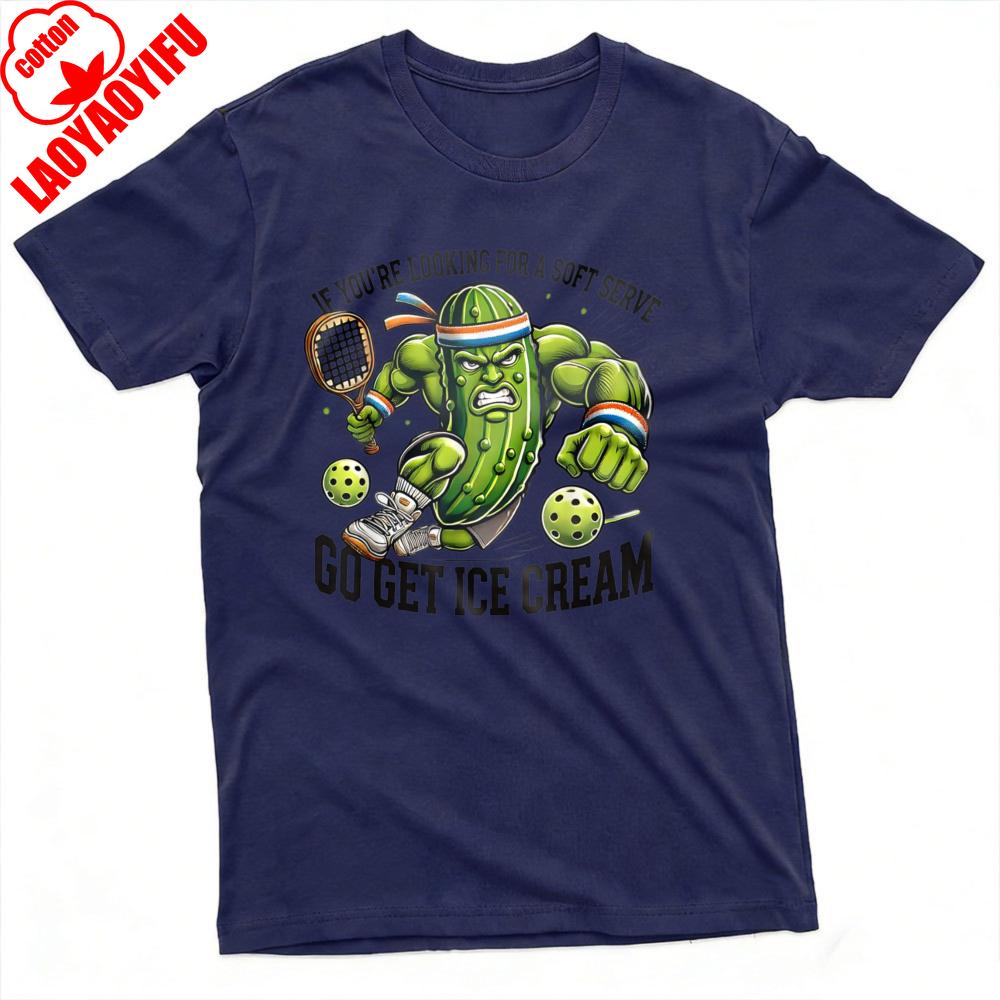 Gurken Tennisspieler Sommer Unisex T-Shirt Lustiges Cartoon Design Freizeitkleidung für Strand und Outdoor-Aktivitäten Geschenk für Sportfans