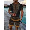 2025 Vintage Men's T-shirts Shorts Set 3D African Ethnic Style Print Casual Hawaiian Tees Suit Summer Men Women Tracksuit Outfit