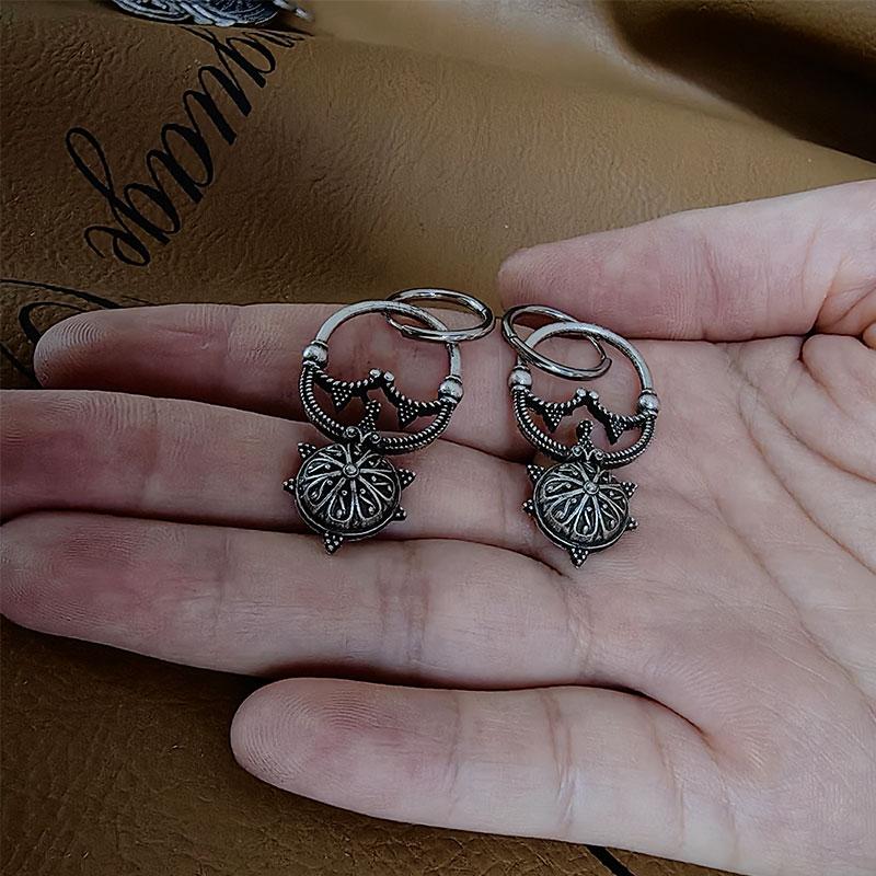 1pcs Norse Slavic Lunula Viking Earrings for Women Lunitsa Ethnic Pendant Handmade Jewelry
