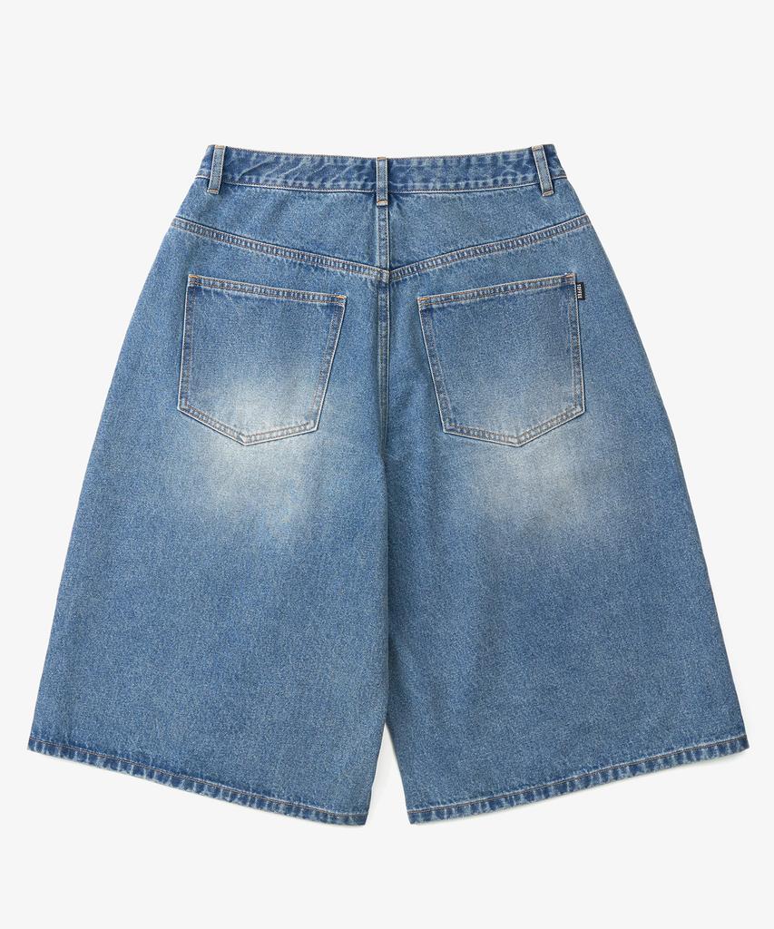 TOFFEE Washed Bermuda Denim Pants (Blue)
