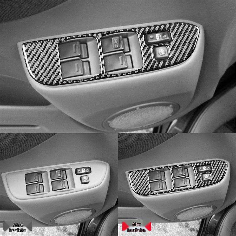 Carbon Fiber Interior Window Button Panel Sticker for 01-03 Toyota RAV4