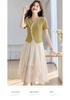 Women's high-end two-piece set [top+half skirt] Comfortable women's skirt for spring and summer outings commuting versatile skirt