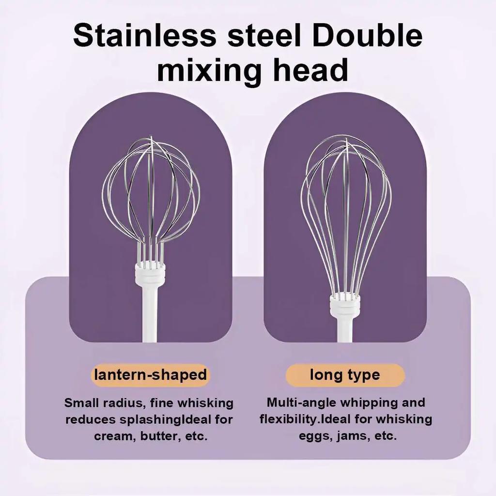 Wireless Electric Handheld Egg Mixer 3 Speed Settings Food Blender For Baking Cake Dough Cream Whisk