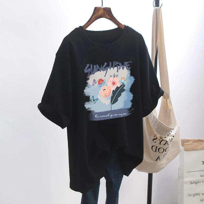 

Летний Новый Европейский Стиль Женский Уменьшающий Возраст Красивый и Модный Графический с Коротким Рукавом Y2K XL