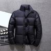 Men Cotton Coat Stand Collar Long Sleeve Patchwork Color Cotton-Padded Jacket with Pockets Zipper Placket Windproof Cuffs Cotton Outwear