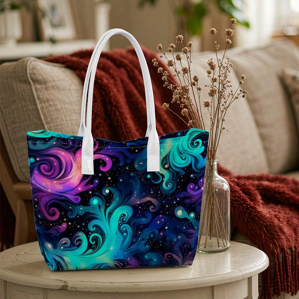 Cosmic Pattern Shoulder Tote Bag for Daily Shopping Commute Stylish Carryall